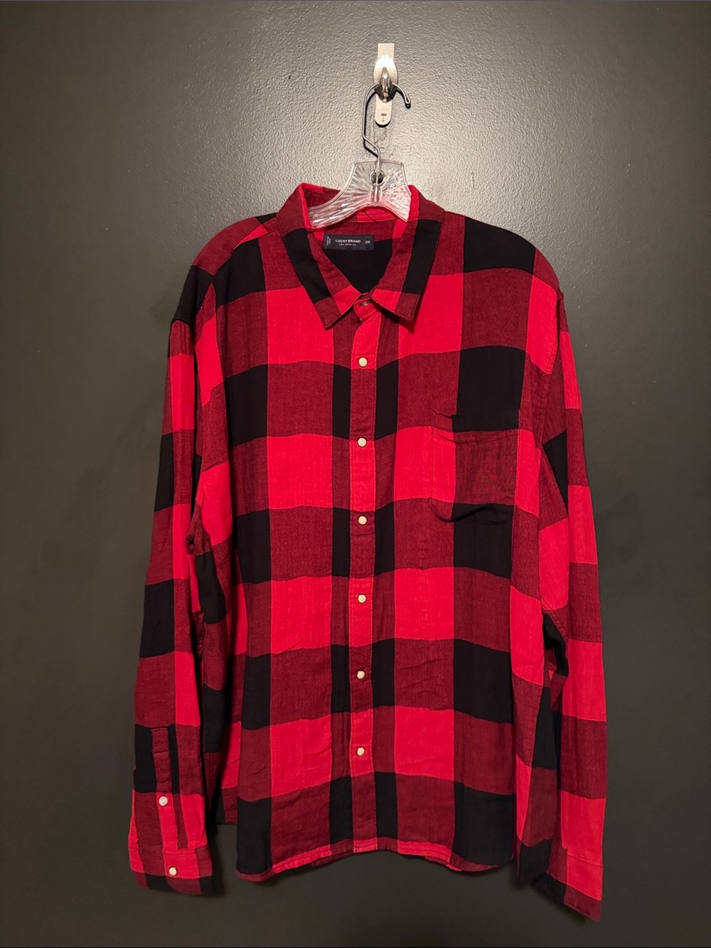 Lucky Brand Red and Black Plaid Button-Down Shirt